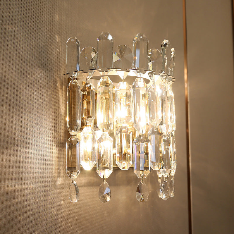 Metal Crystal Water Drop 2-Light Wall Lamp