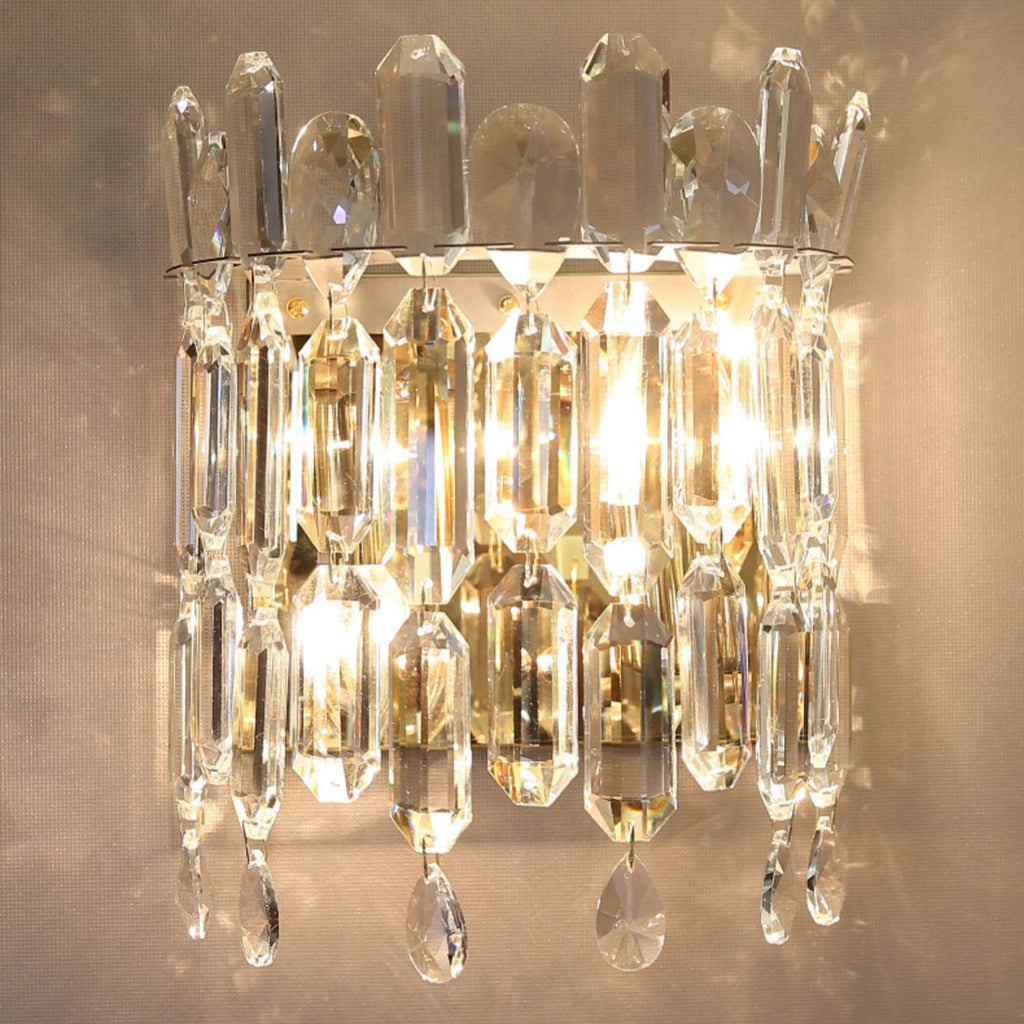 Metal Crystal Water Drop 2-Light Wall Lamp