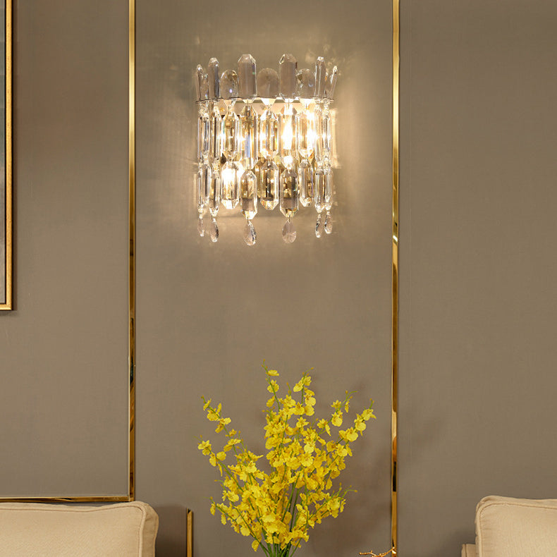 Metal Crystal Water Drop 2-Light Wall Lamp