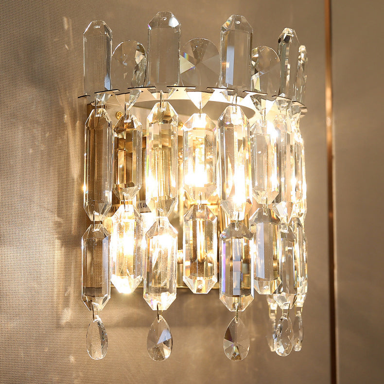 Metal Crystal Water Drop 2-Light Wall Lamp