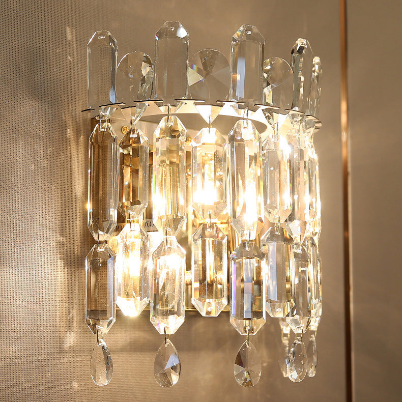 Metal Crystal Water Drop 2-Light Wall Lamp