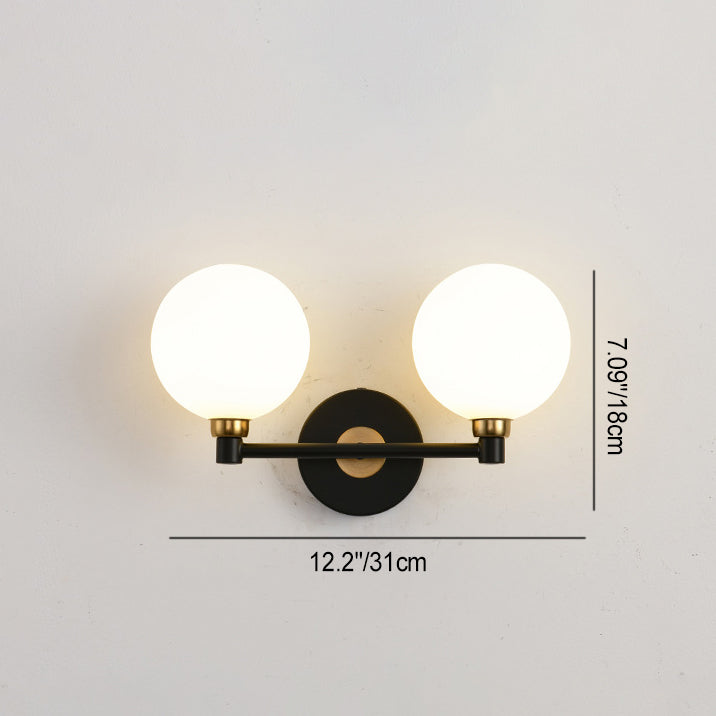 Iron Glass Globe Bedroom 2-Light Wall Lamp