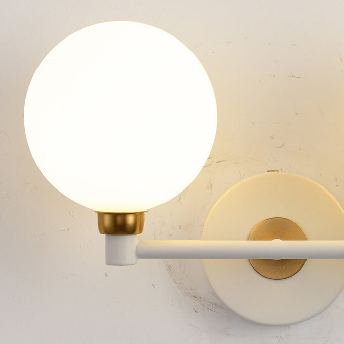 Iron Glass Globe Bedroom 2-Light Wall Lamp