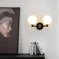 Iron Glass Globe Bedroom 2-Light Wall Lamp