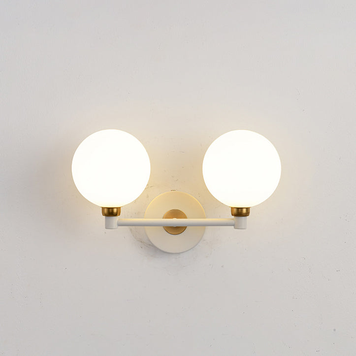 Iron Glass Globe Bedroom 2-Light Wall Lamp