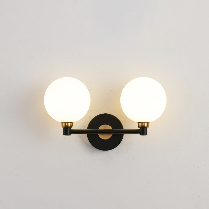 Iron Glass Globe Bedroom 2-Light Wall Lamp