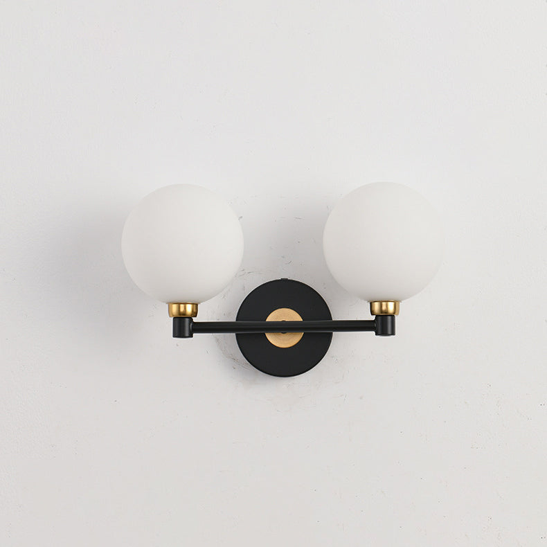 Iron Glass Globe Bedroom 2-Light Wall Lamp