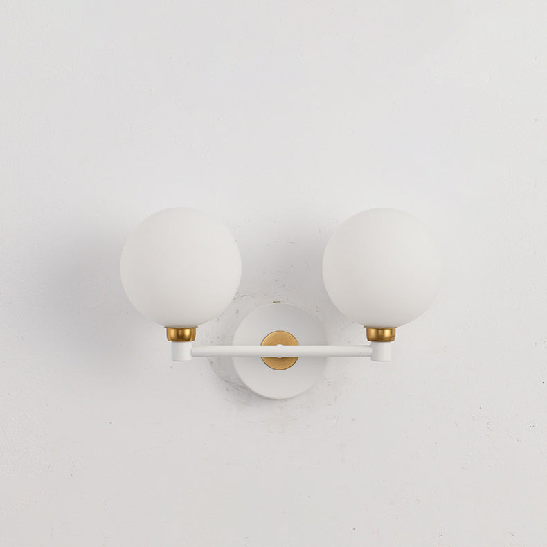 Iron Glass Globe Bedroom 2-Light Wall Lamp