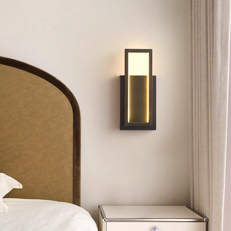 Rectangular Copper Bedroom Wall Lamp