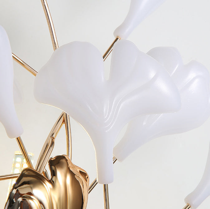 Ceramic Ginkgo Biloba Bedroom 2-Light Wall Lamp