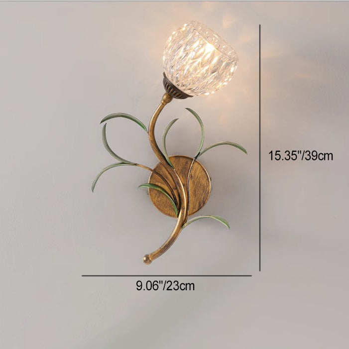Flower Iron Glass Living Wall Lamp