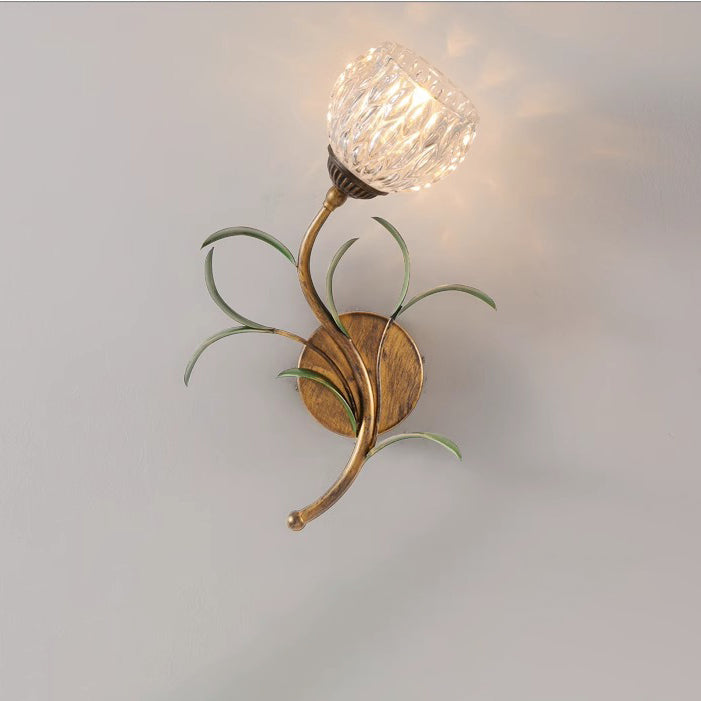 Flower Iron Glass Living Wall Lamp