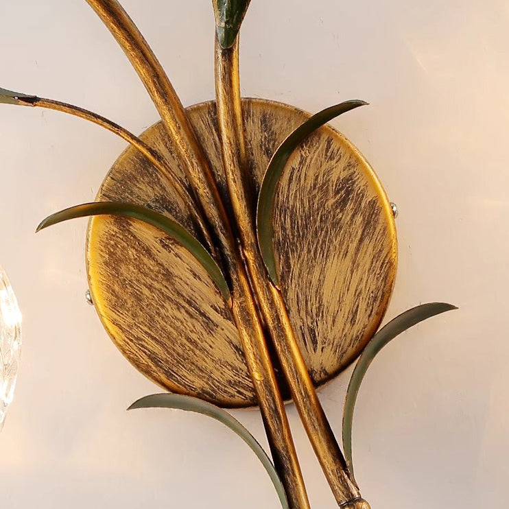 Flower Iron Glass Living Wall Lamp