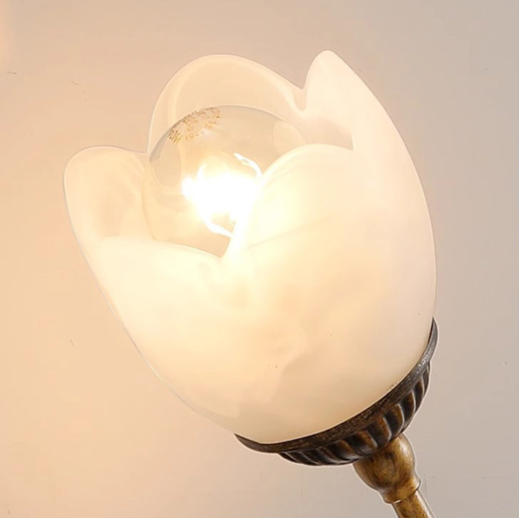 Flower Iron Glass Living Wall Lamp