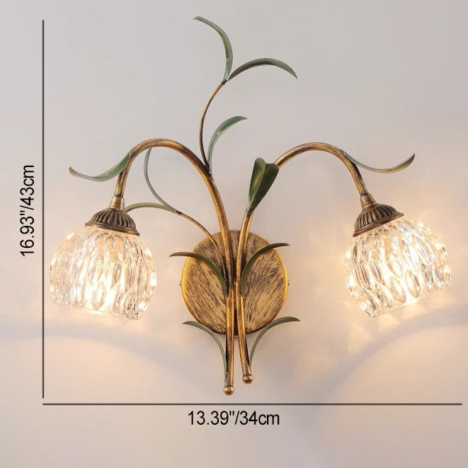 Flower Iron Glass Living Wall Lamp