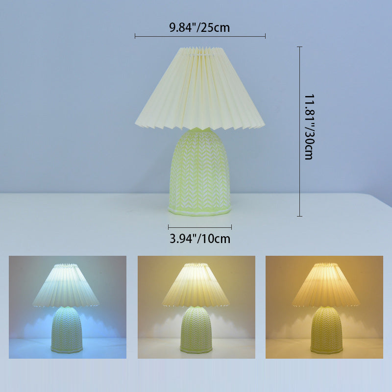 Fabric Ceramic Frustum Cone Table Lamp
