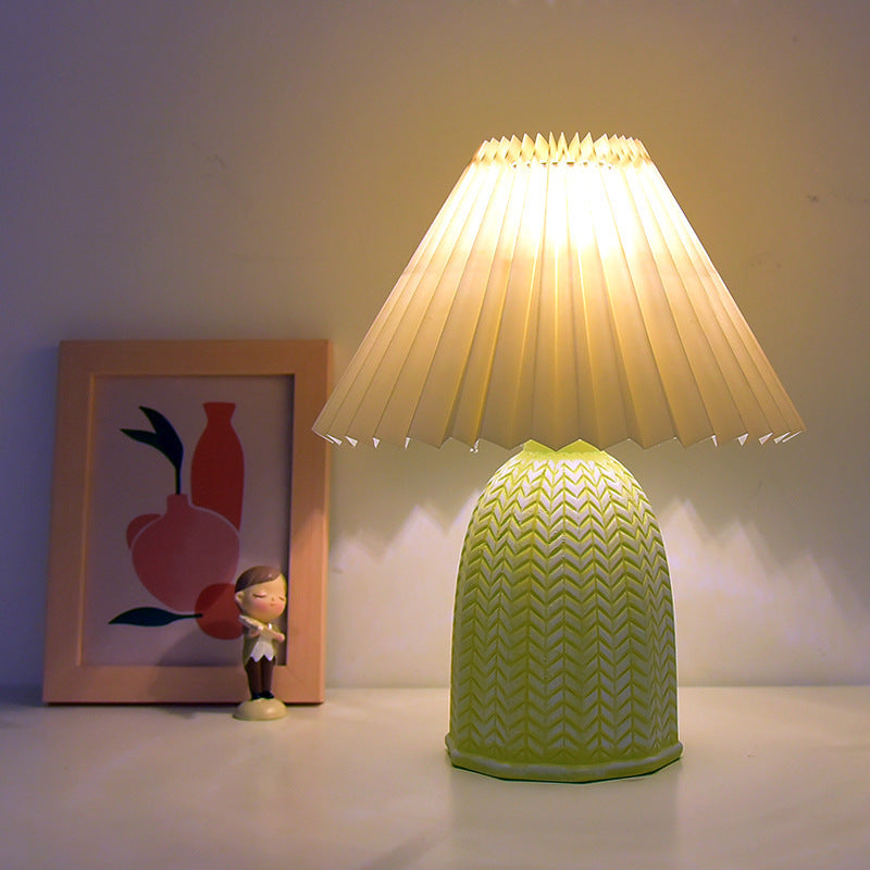 Fabric Ceramic Frustum Cone Table Lamp