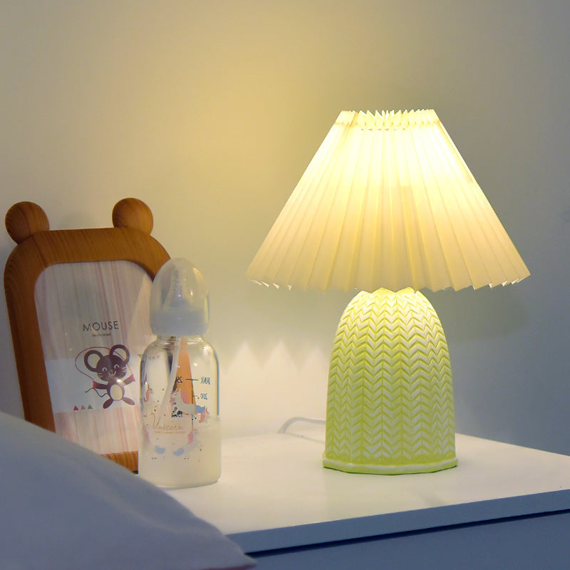 Fabric Ceramic Frustum Cone Table Lamp