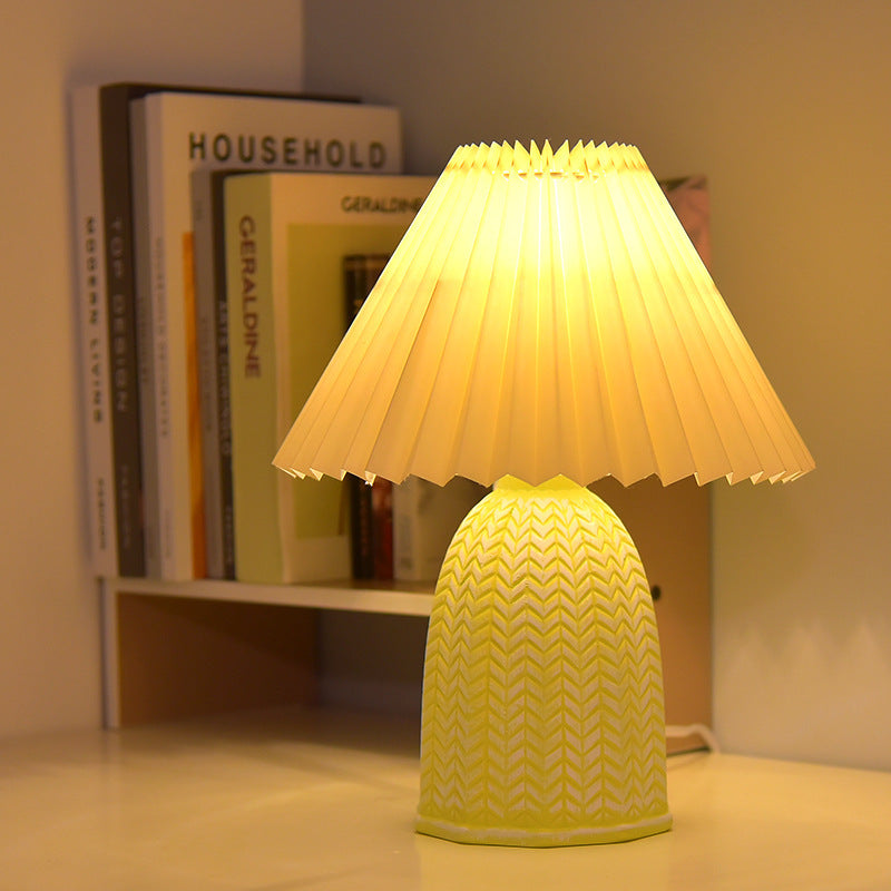 Fabric Ceramic Frustum Cone Table Lamp