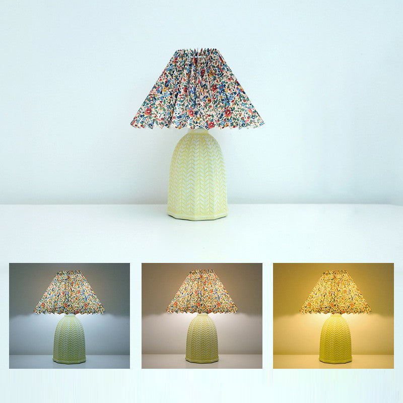 Fabric Ceramic Frustum Cone Table Lamp
