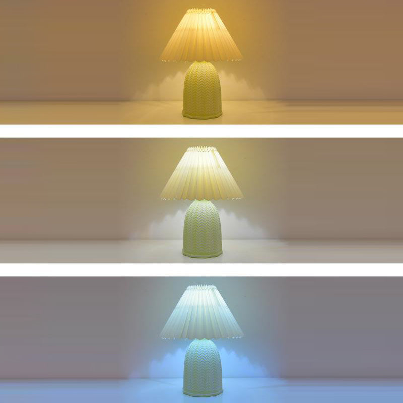 Fabric Ceramic Frustum Cone Table Lamp