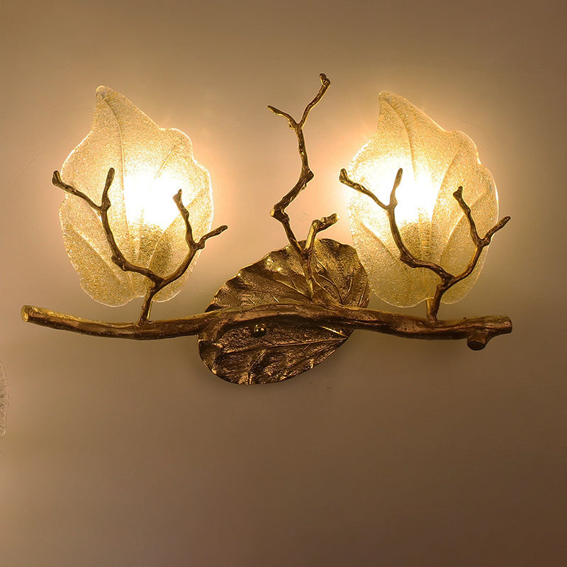Copper Leaves Tree Branch 2-Light Wall Lamp