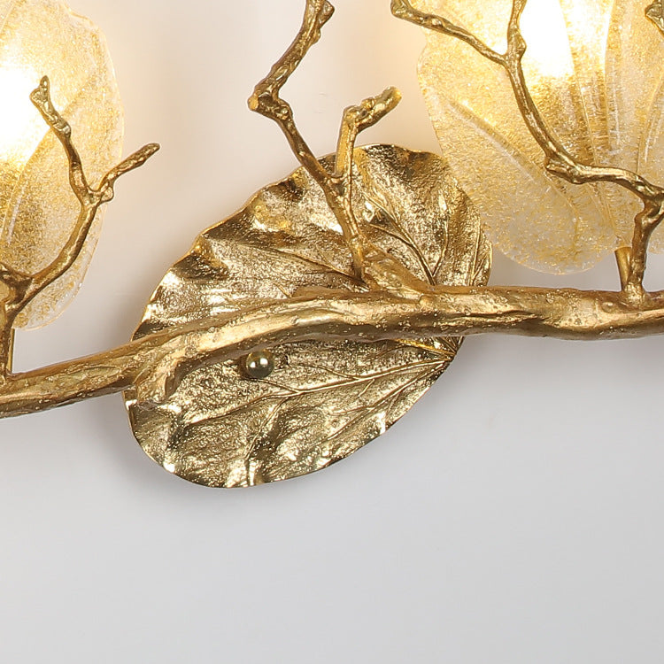 Copper Leaves Tree Branch 2-Light Wall Lamp