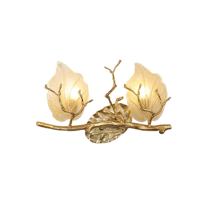 Copper Leaves Tree Branch 2-Light Wall Lamp