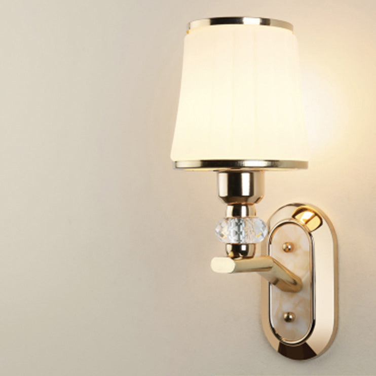 Iron Glass Tapered Crystal Wall Lamp