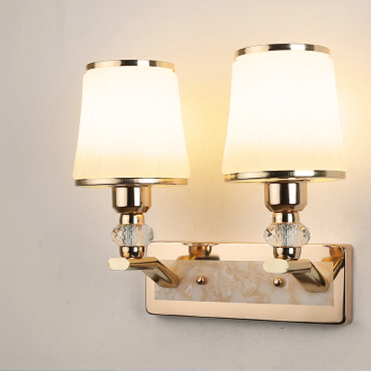 Iron Glass Tapered Crystal Wall Lamp