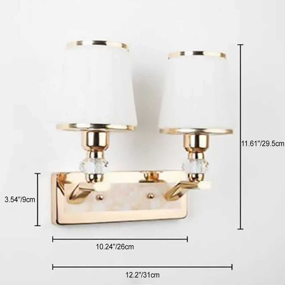 Iron Glass Tapered Crystal Wall Lamp