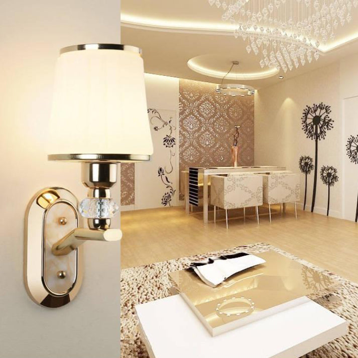 Iron Glass Tapered Crystal Wall Lamp