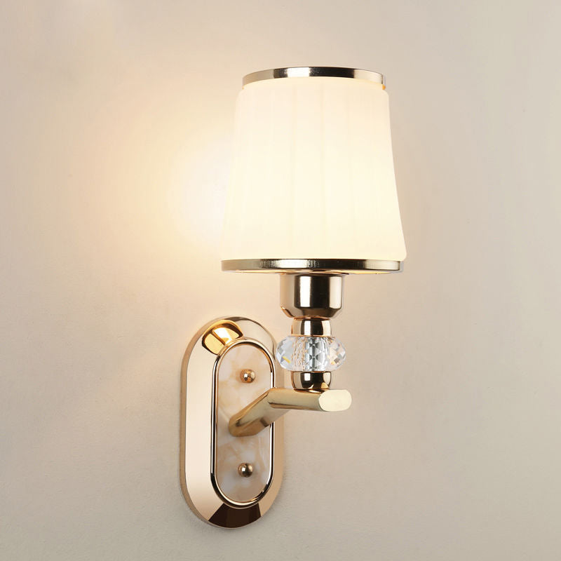 Iron Glass Tapered Crystal Wall Lamp