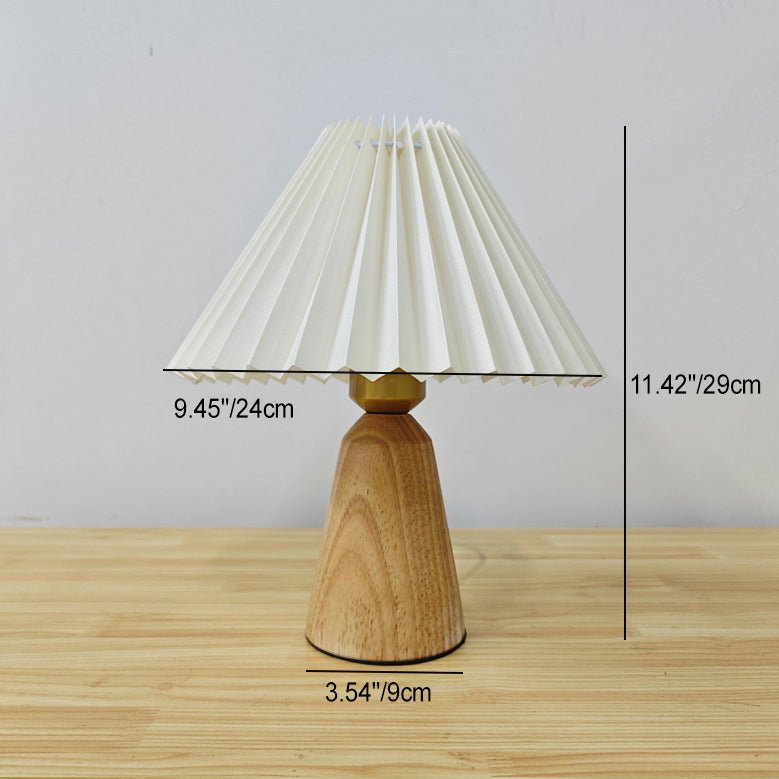 Cone Solid Wood Fabric Table Lamp