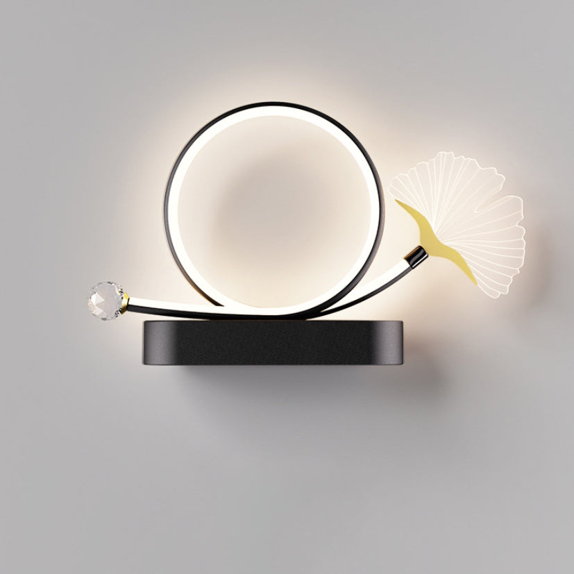 Ginkgo Biloba Circle Iron Wall Lamp