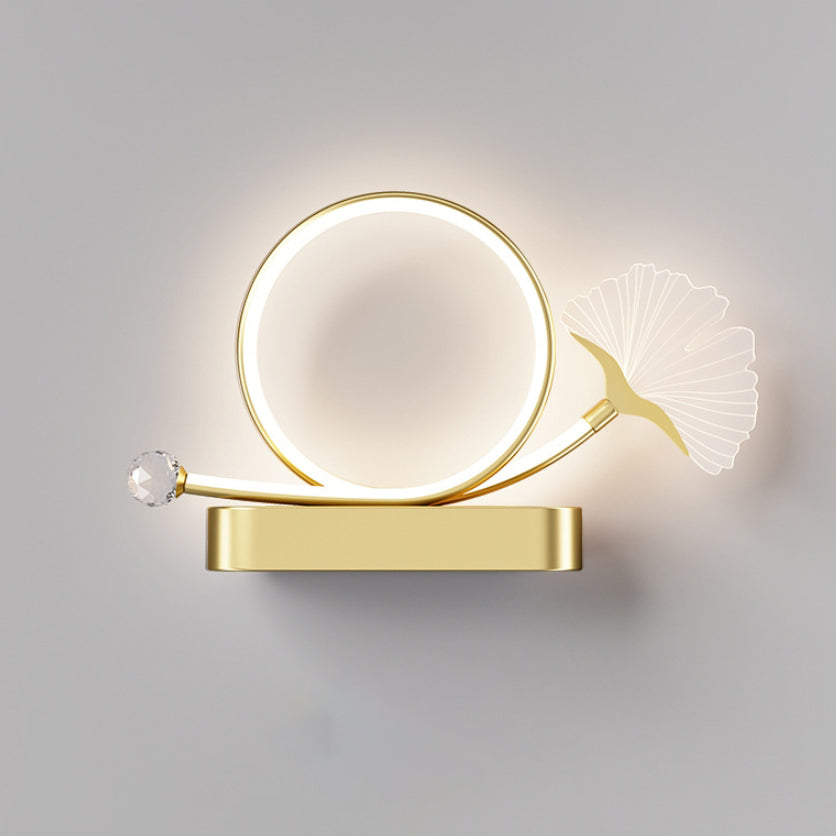 Ginkgo Biloba Circle Iron Wall Lamp