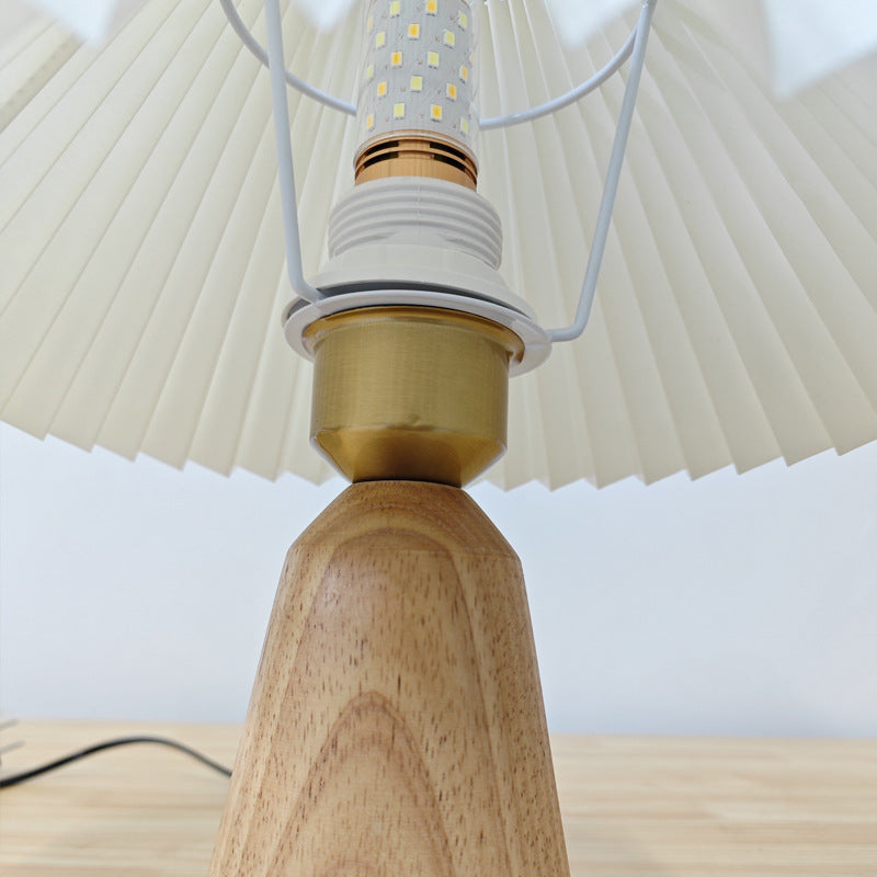 Cone Solid Wood Fabric Table Lamp