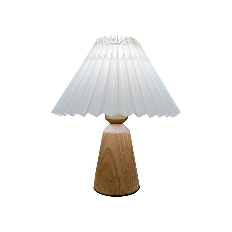 Cone Solid Wood Fabric Table Lamp