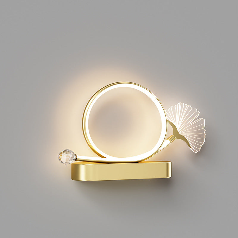 Ginkgo Biloba Circle Iron Wall Lamp