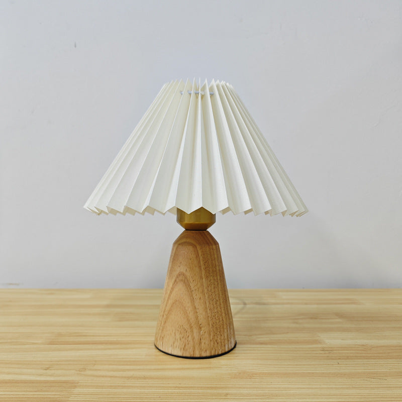 Cone Solid Wood Fabric Table Lamp