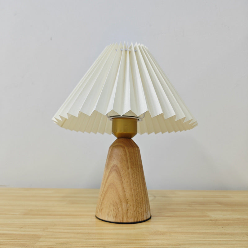 Cone Solid Wood Fabric Table Lamp