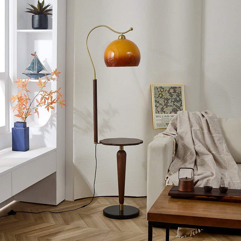 Dome Metal Solid Wood Floor Lamp