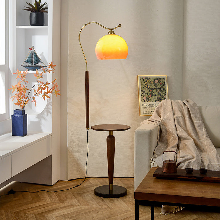 Dome Metal Solid Wood Floor Lamp