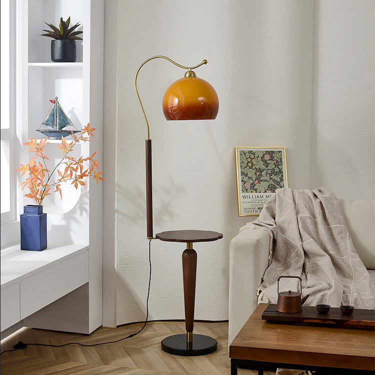 Dome Metal Solid Wood Floor Lamp
