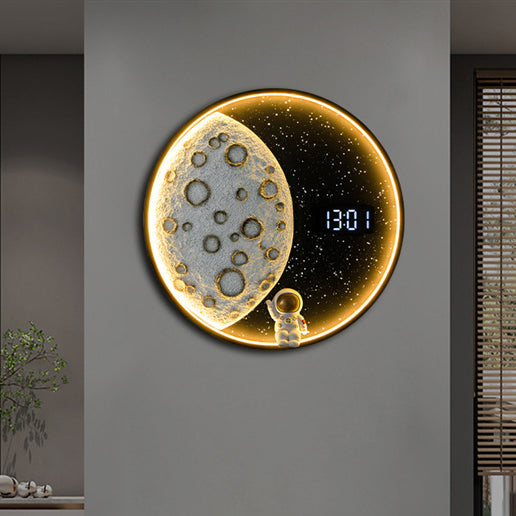 Moon-Inspired Round Resin Aluminum Wall Lamp