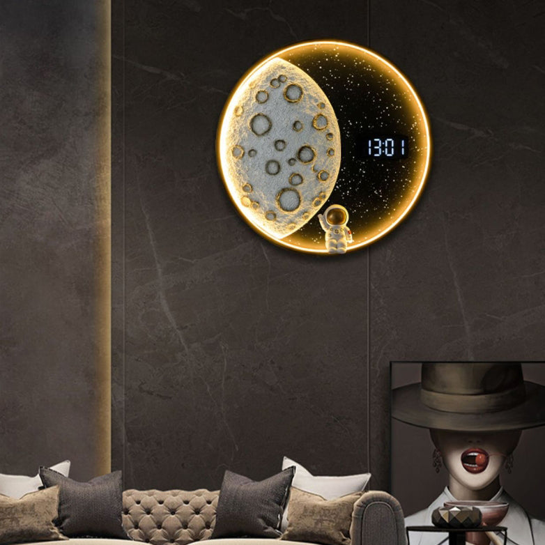 Moon-Inspired Round Resin Aluminum Wall Lamp