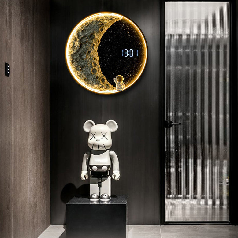 Moon-Inspired Round Resin Aluminum Wall Lamp