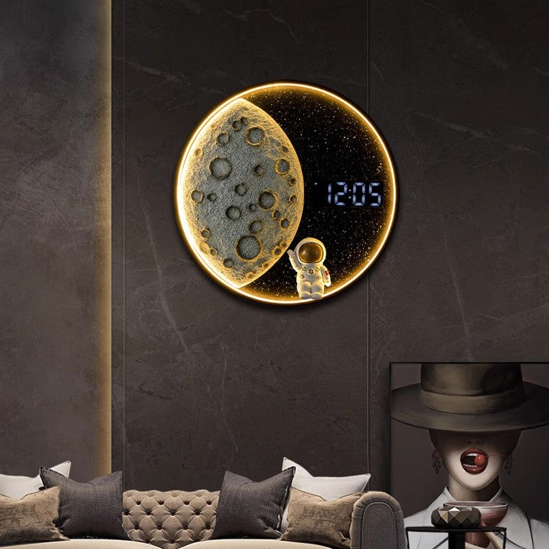 Moon-Inspired Round Resin Aluminum Wall Lamp