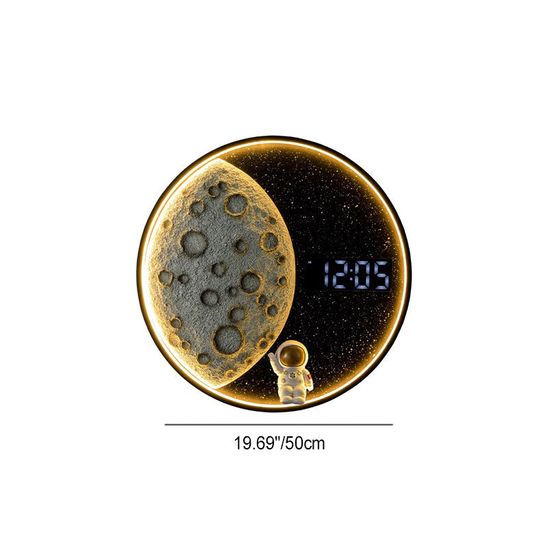 Moon-Inspired Round Resin Aluminum Wall Lamp