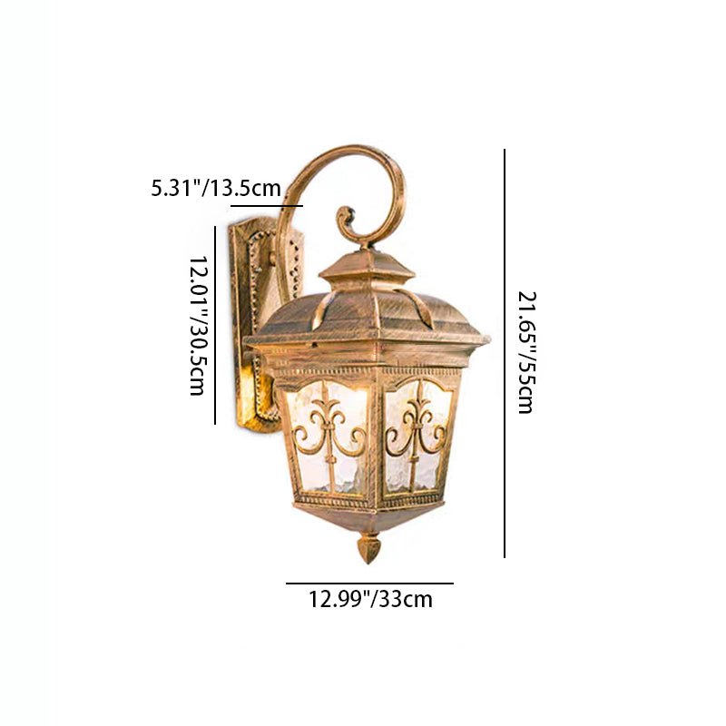 Quadrangular Aluminum Glass Patio Outdoor Light